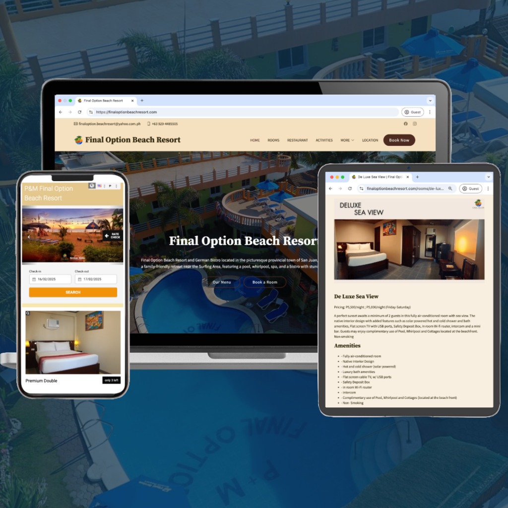 Final Option Beach Resort Website Screenshot